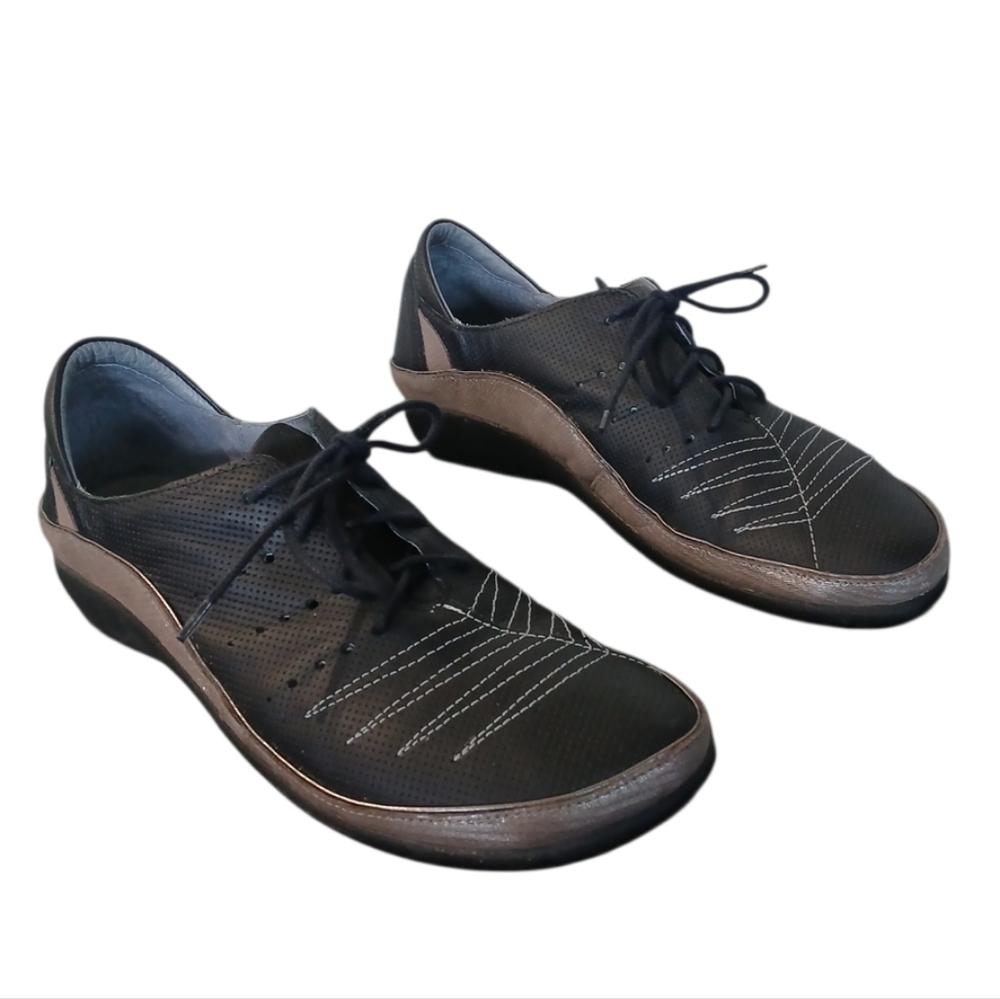 Naot Kumara Black Lace Up Leather Casual Sneaker Shoe Size 8 (39)